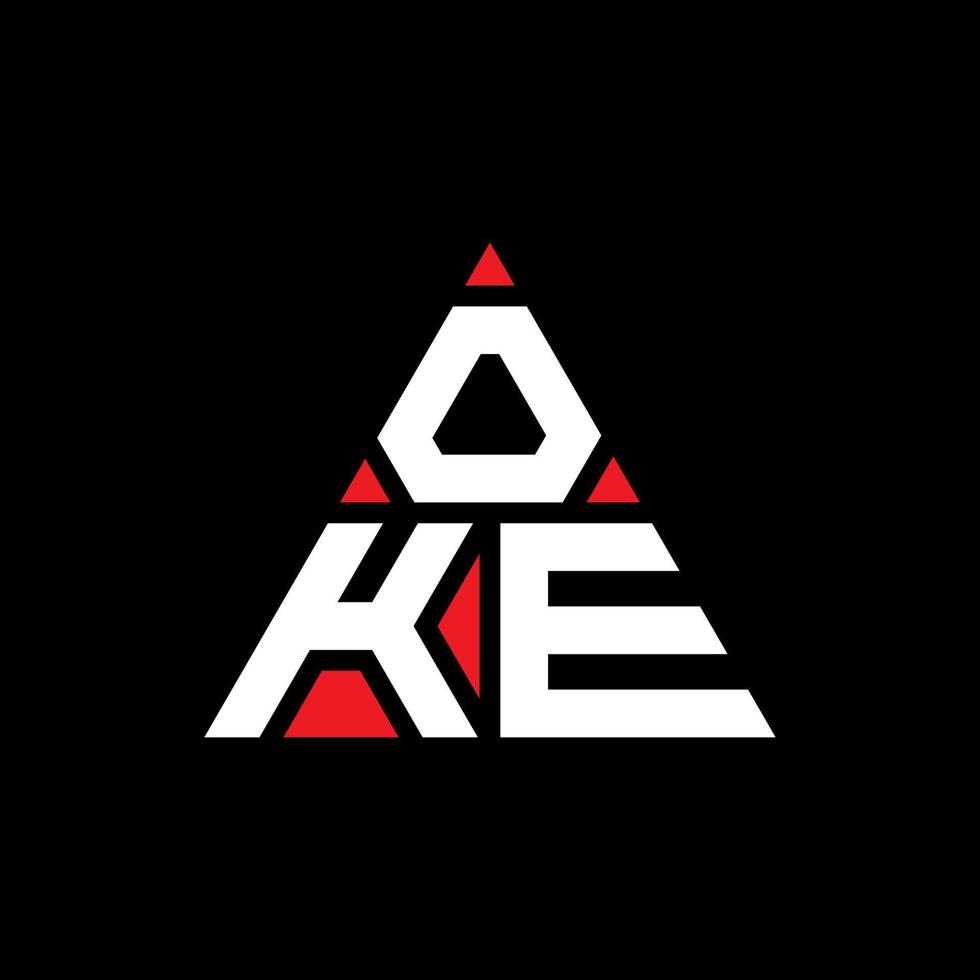 OKE triangle letter logo design with triangle shape. OKE triangle logo design monogram. OKE triangle vector logo template with red color. OKE triangular logo Simple, Elegant, and Luxurious Logo.