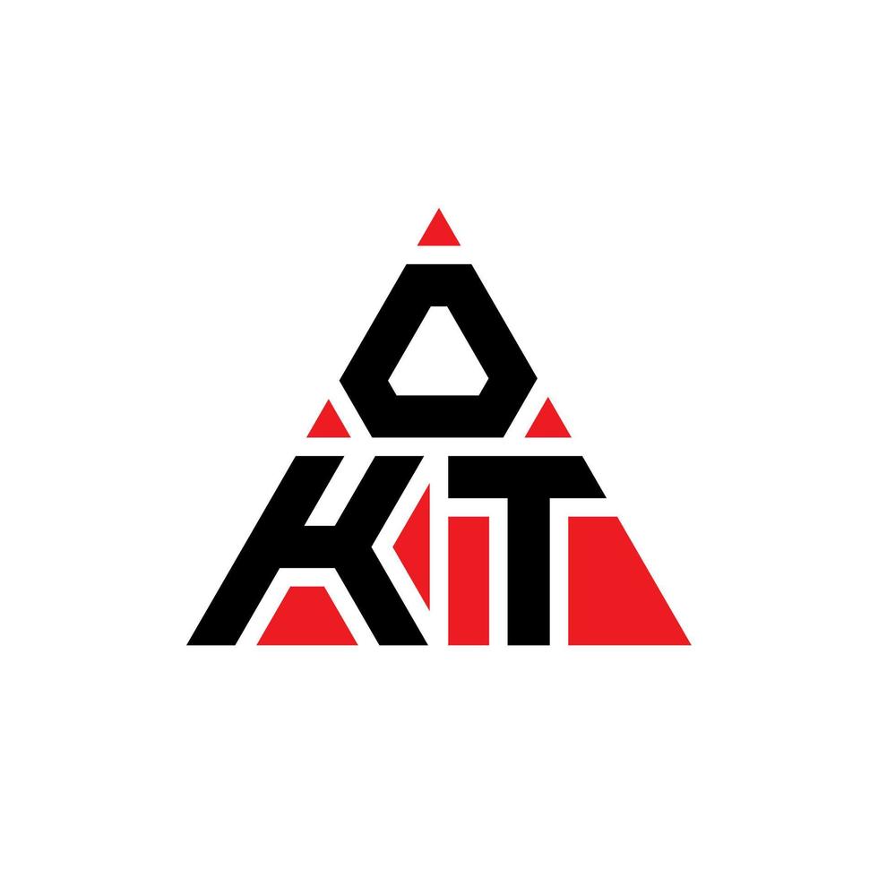 diseño de logotipo de letra triangular okt con forma de triángulo. monograma de diseño de logotipo de triángulo okt. plantilla de logotipo de vector de triángulo okt con color rojo. logo triangular okt logo simple, elegante y lujoso.