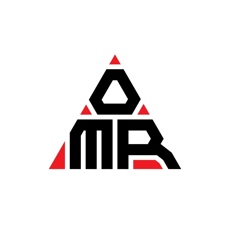 diseño de logotipo de letra triangular omr con forma de triángulo. monograma de diseño del logotipo del triángulo omr. plantilla de logotipo de vector de triángulo omr con color rojo. logotipo triangular omr logotipo simple, elegante y lujoso.