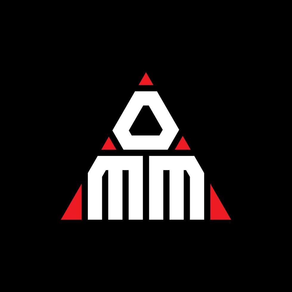 diseño de logotipo de letra triangular omm con forma de triángulo. monograma de diseño de logotipo de triángulo omm. plantilla de logotipo de vector de triángulo omm con color rojo. logotipo triangular omm logotipo simple, elegante y lujoso.