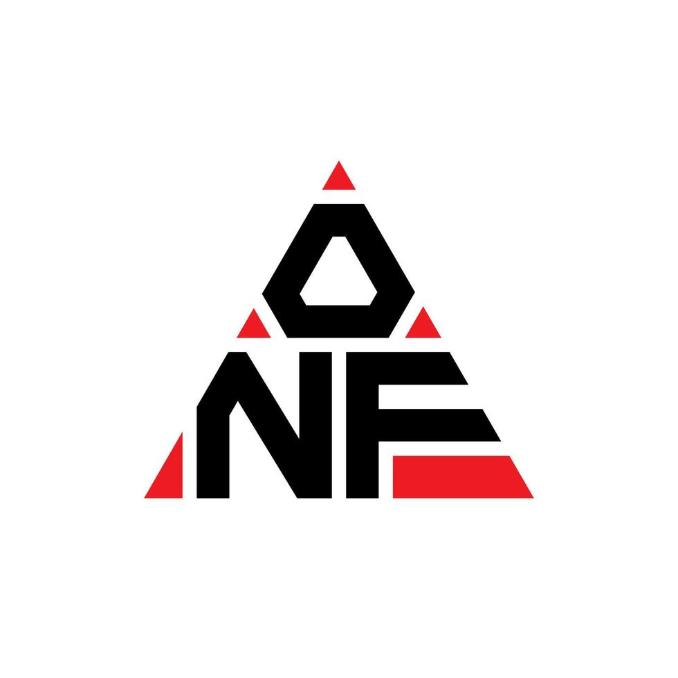 onf diseño de logotipo de letra triangular con forma de triángulo. monograma de diseño de logotipo de triángulo onf. onf plantilla de logotipo de vector de triángulo con color rojo. onf logotipo triangular logotipo simple, elegante y lujoso.