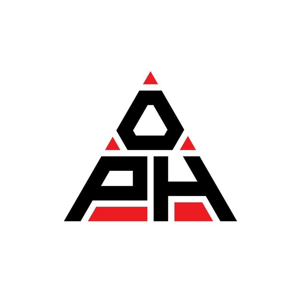 diseño de logotipo de letra de triángulo oph con forma de triángulo. monograma de diseño del logotipo del triángulo oph. plantilla de logotipo de vector de triángulo oph con color rojo. logotipo triangular oph logotipo simple, elegante y lujoso.