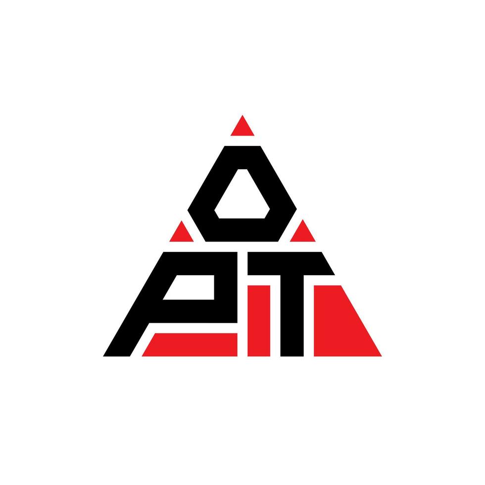 opta por el diseño del logotipo de la letra triangular con forma triangular. opt monograma de diseño de logotipo de triángulo. opt plantilla de logotipo de vector de triángulo con color rojo. opt logo triangular logo simple, elegante y lujoso.