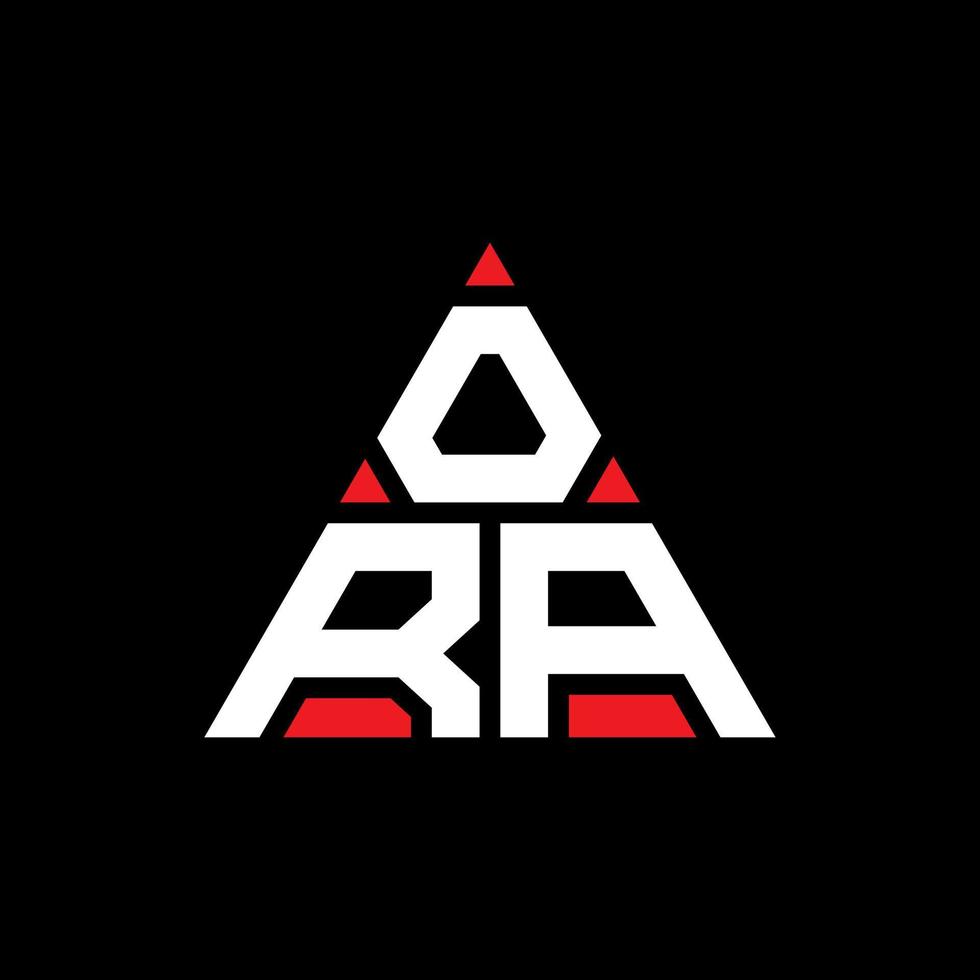 ora diseño de logotipo de letra triangular con forma de triángulo. monograma de diseño del logotipo del triángulo ora. ora plantilla de logotipo de vector de triángulo con color rojo. ora logo triangular logo simple, elegante y lujoso.