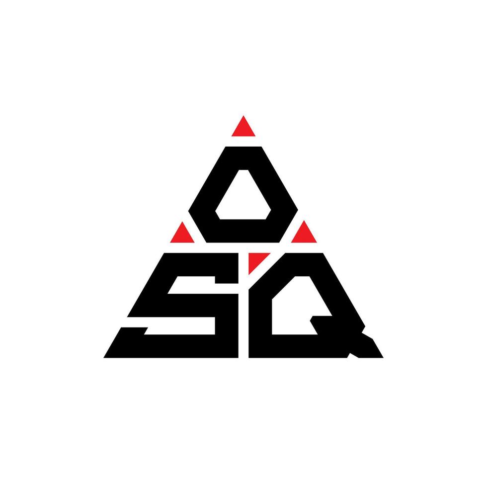 OSQ triangle letter logo design with triangle shape. OSQ triangle logo design monogram. OSQ triangle vector logo template with red color. OSQ triangular logo Simple, Elegant, and Luxurious Logo.