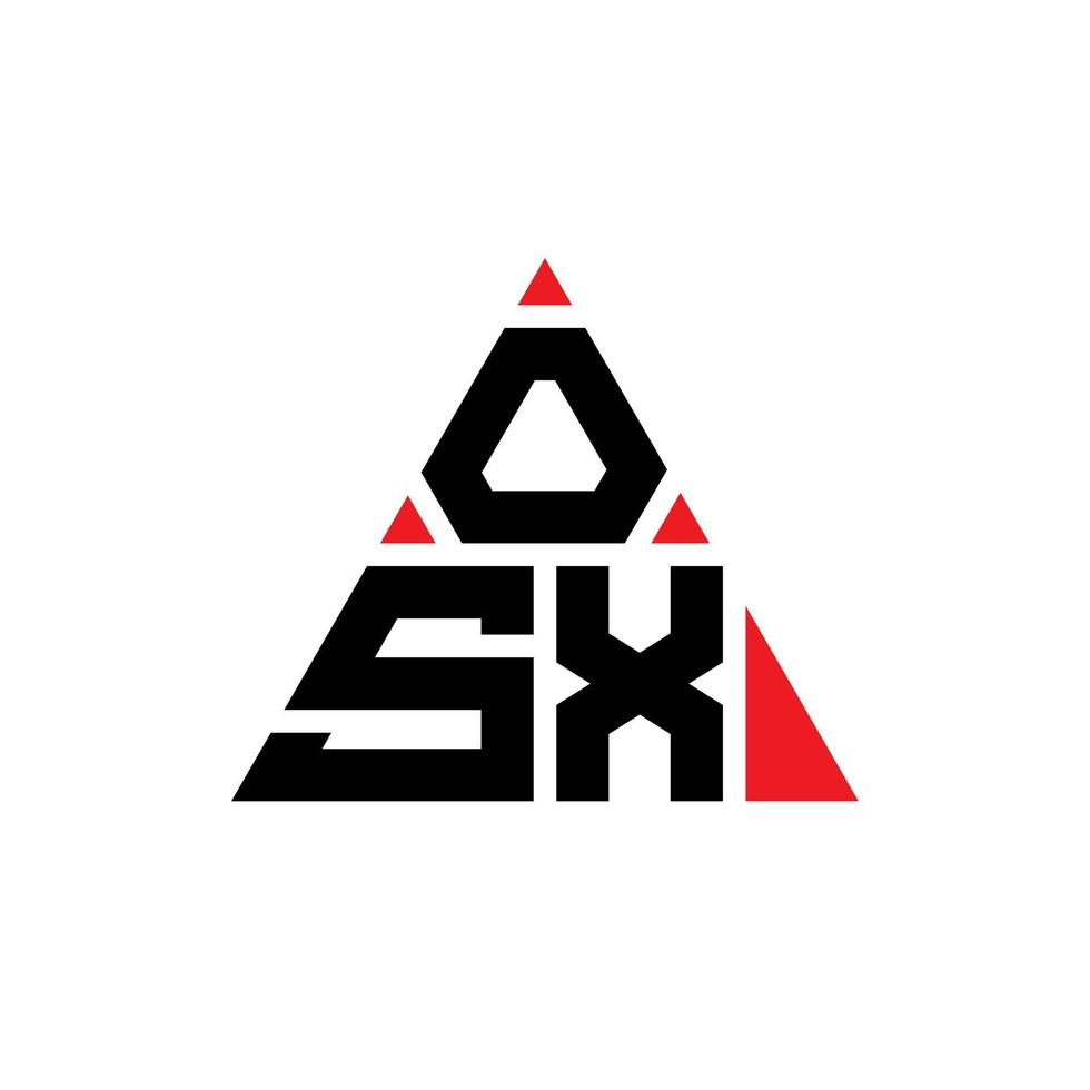 diseño de logotipo de letra triangular osx con forma de triángulo. monograma de diseño del logotipo del triángulo osx. plantilla de logotipo de vector de triángulo osx con color rojo. logotipo triangular osx logotipo simple, elegante y lujoso.