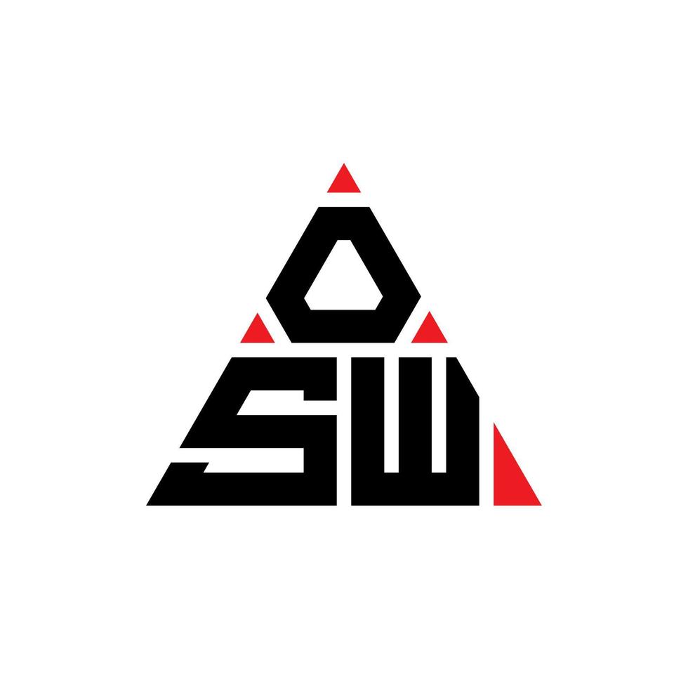 OSW triangle letter logo design with triangle shape. OSW triangle logo design monogram. OSW triangle vector logo template with red color. OSW triangular logo Simple, Elegant, and Luxurious Logo.