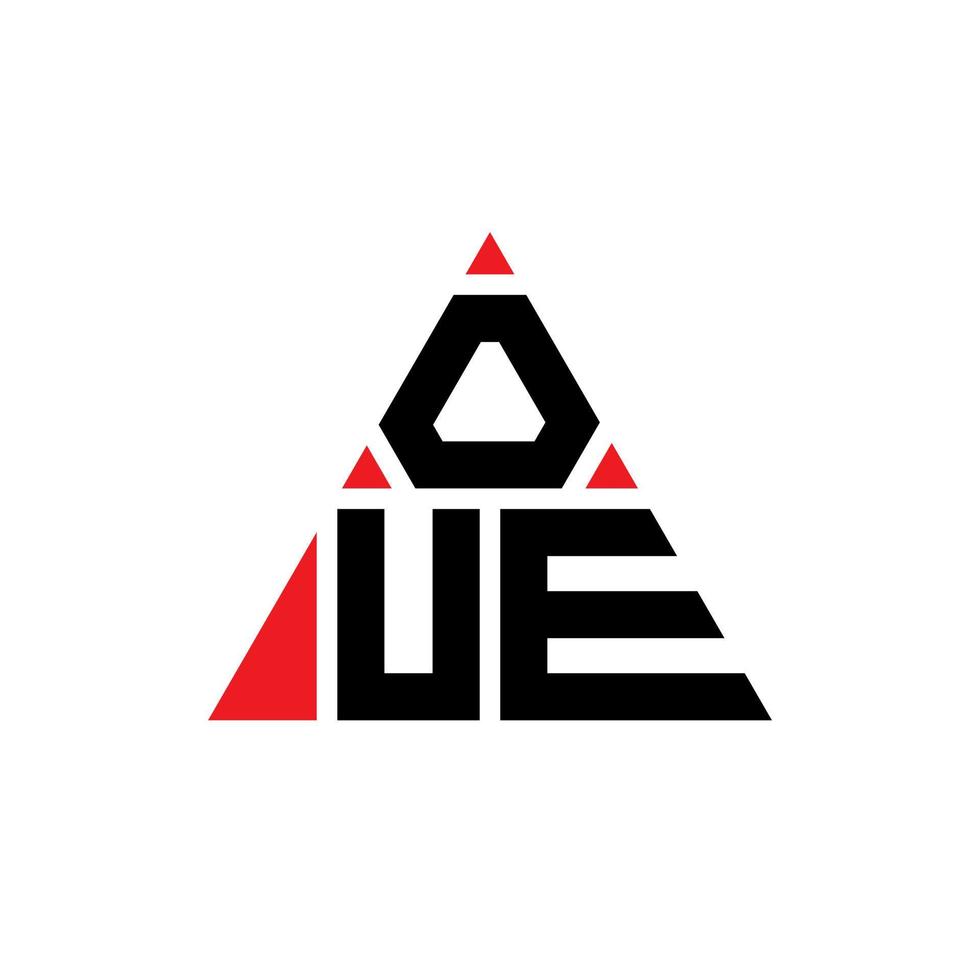 OUE triangle letter logo design with triangle shape. OUE triangle logo design monogram. OUE triangle vector logo template with red color. OUE triangular logo Simple, Elegant, and Luxurious Logo.