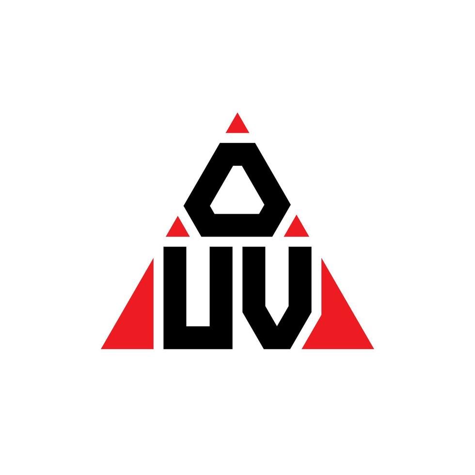 diseño de logotipo de letra triangular ouv con forma de triángulo. monograma de diseño del logotipo del triángulo ouv. plantilla de logotipo de vector de triángulo ouv con color rojo. logotipo triangular ouv logotipo simple, elegante y lujoso.