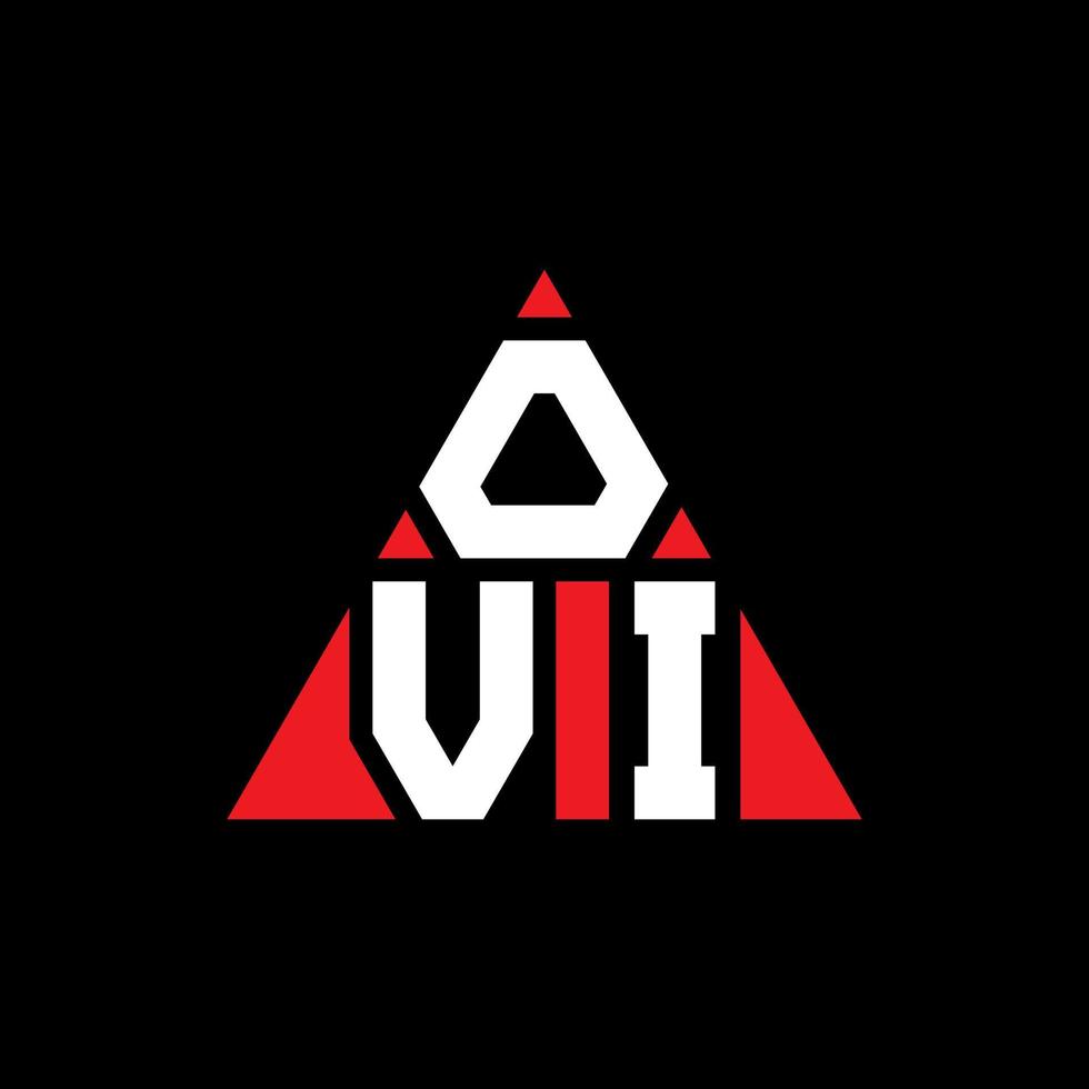 diseño de logotipo de letra triangular ovi con forma de triángulo. monograma de diseño del logotipo del triángulo ovi. plantilla de logotipo de vector de triángulo ovi con color rojo. logo triangular ovi logo simple, elegante y lujoso.