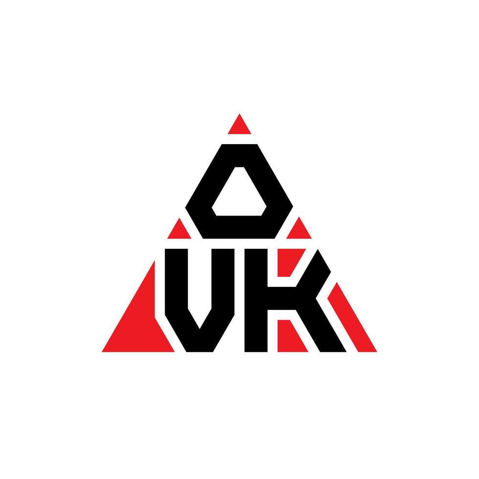 diseño de logotipo de letra triangular ovk con forma de triángulo. monograma de diseño de logotipo de triángulo ovk. plantilla de logotipo de vector de triángulo ovk con color rojo. logotipo triangular ovk logotipo simple, elegante y lujoso.