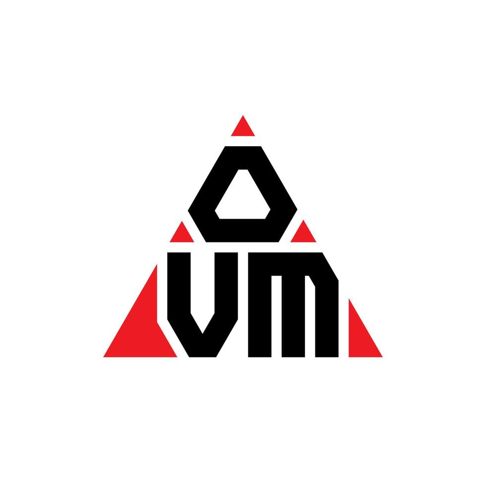 diseño de logotipo de letra triangular ovm con forma de triángulo. monograma de diseño de logotipo de triángulo ovm. plantilla de logotipo de vector de triángulo ovm con color rojo. logo triangular ovm logo simple, elegante y lujoso.