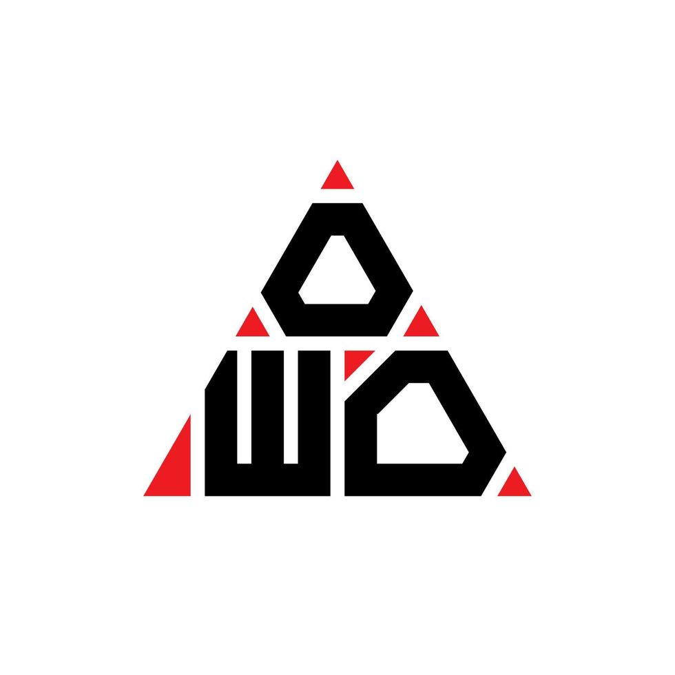 owo diseño de logotipo de letra triangular con forma de triángulo. monograma de diseño de logotipo de triángulo owo. plantilla de logotipo de vector de triángulo owo con color rojo. logotipo triangular owo logotipo simple, elegante y lujoso.