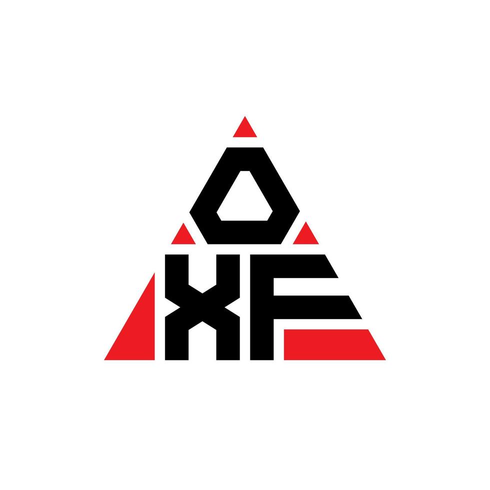 OXF triangle letter logo design with triangle shape. OXF triangle logo design monogram. OXF triangle vector logo template with red color. OXF triangular logo Simple, Elegant, and Luxurious Logo.