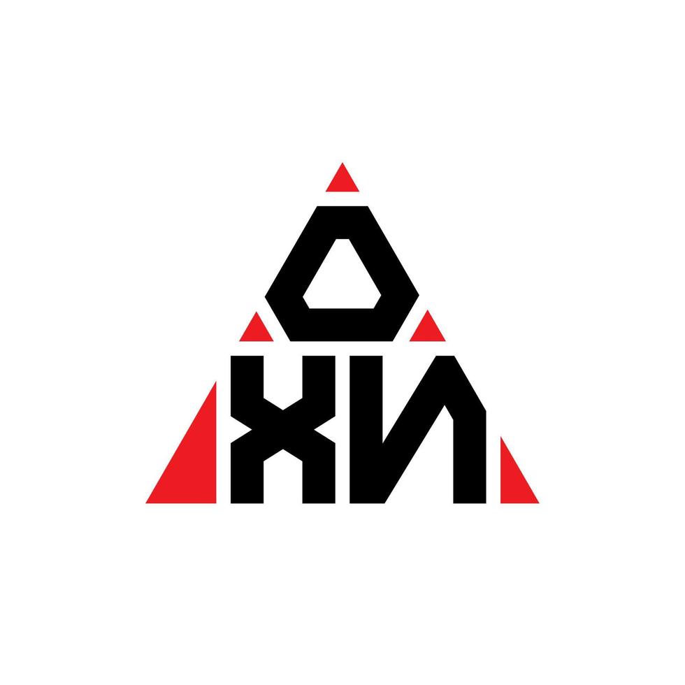 diseño de logotipo de letra de triángulo oxn con forma de triángulo. monograma de diseño del logotipo del triángulo oxn. plantilla de logotipo de vector de triángulo oxn con color rojo. logo triangular oxn logo simple, elegante y lujoso.