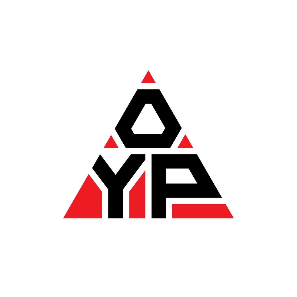 OYP triangle letter logo design with triangle shape. OYP triangle logo design monogram. OYP triangle vector logo template with red color. OYP triangular logo Simple, Elegant, and Luxurious Logo.