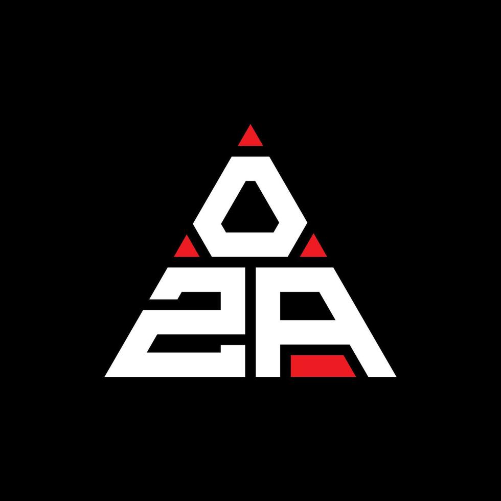 OZA triangle letter logo design with triangle shape. OZA triangle logo design monogram. OZA triangle vector logo template with red color. OZA triangular logo Simple, Elegant, and Luxurious Logo.