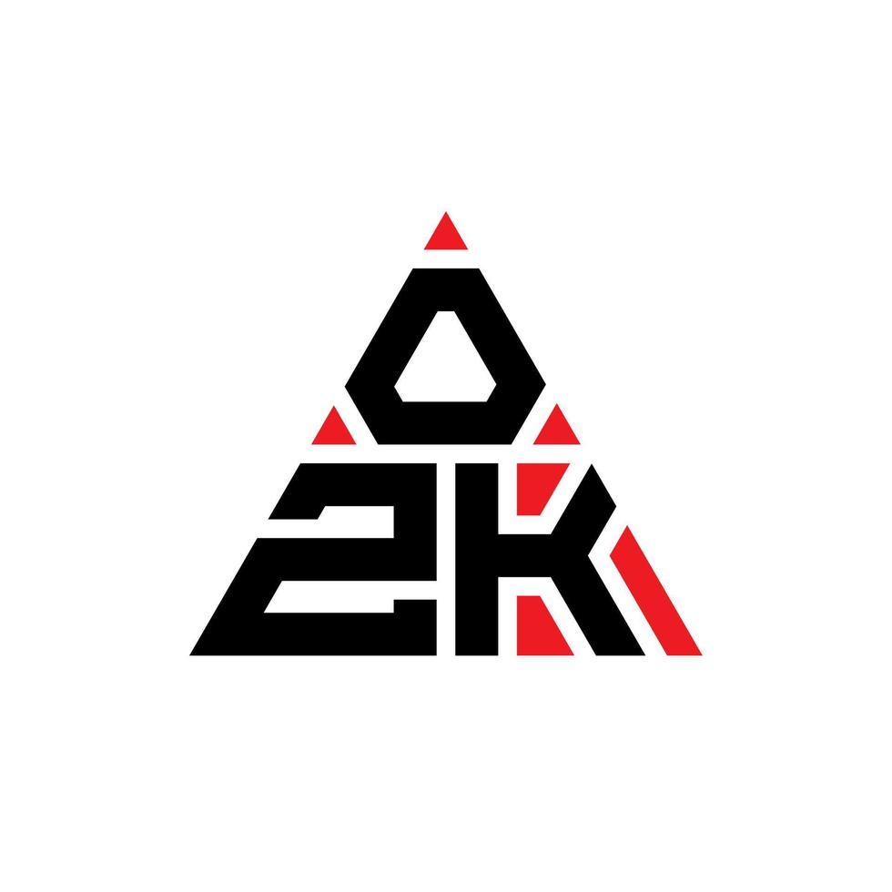 OZK triangle letter logo design with triangle shape. OZK triangle logo design monogram. OZK triangle vector logo template with red color. OZK triangular logo Simple, Elegant, and Luxurious Logo.