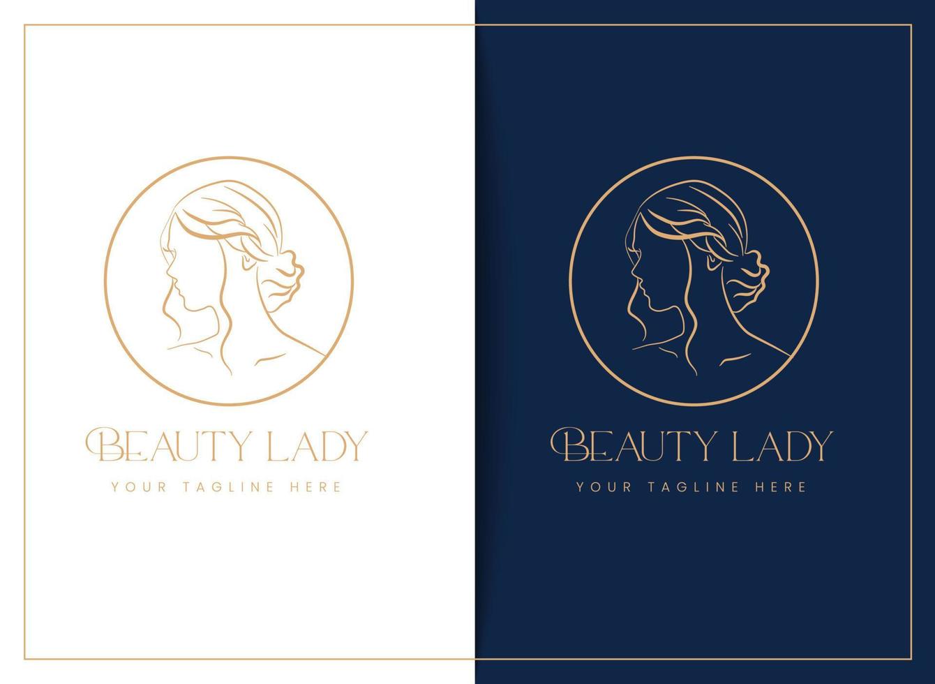 modern minimal women face portrait line art monogram feminine flat illustration or logo template for beauty, fashion, skin care, spa, cosmetics wedding, beauty salon free vector
