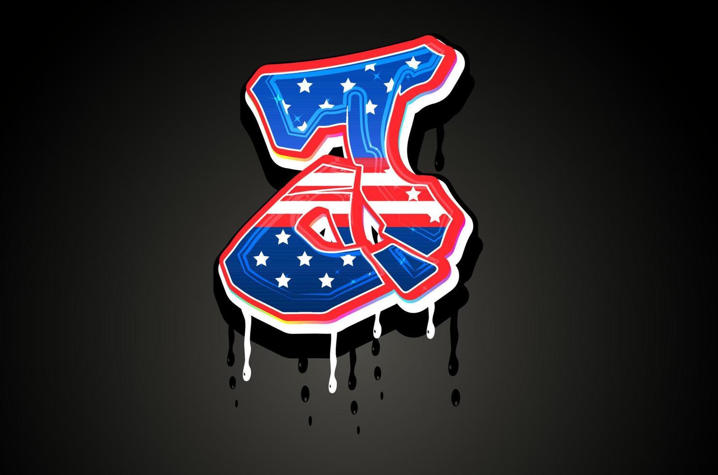 American Flag J Letter Alphabet vector