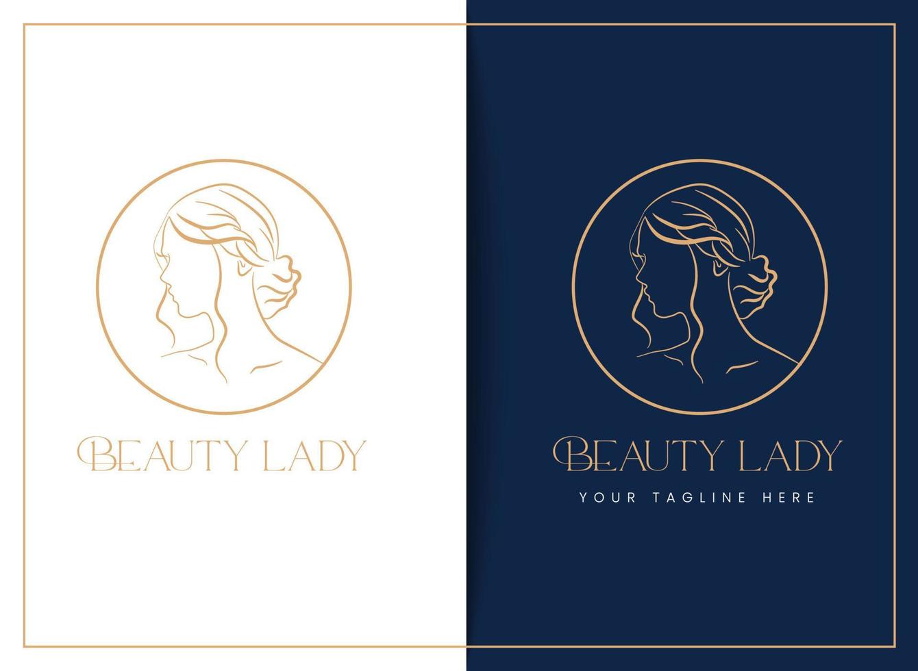 hand drawn minimal liner style feminine women face or portrait emblem badge logo template for beauty skin care spa hair salon cosmetics fashion business or industry vector