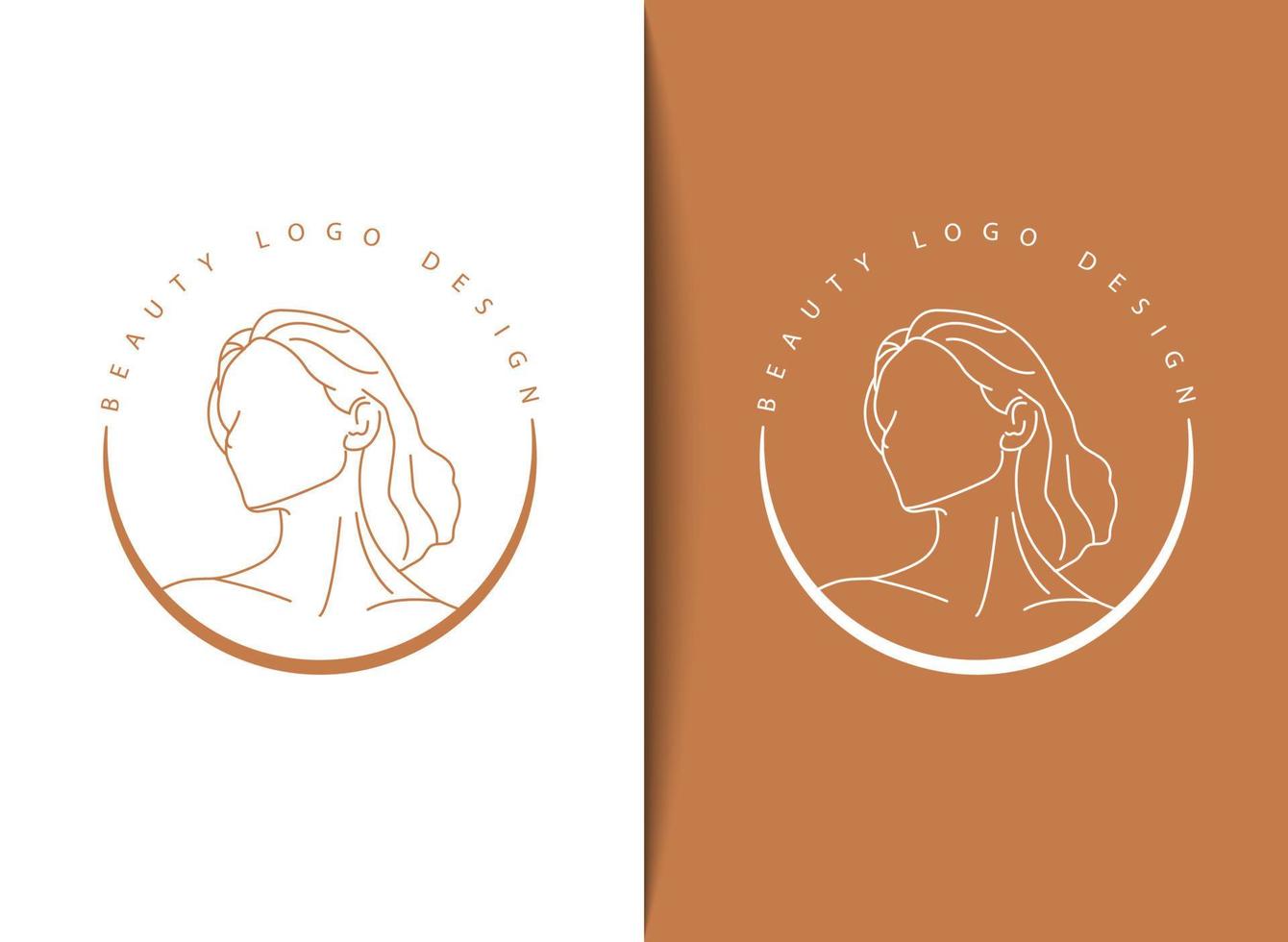 hand drawn minimal liner style feminine women face or portrait emblem badge logo template for beauty skin care spa hair salon cosmetics fashion business or industry vector