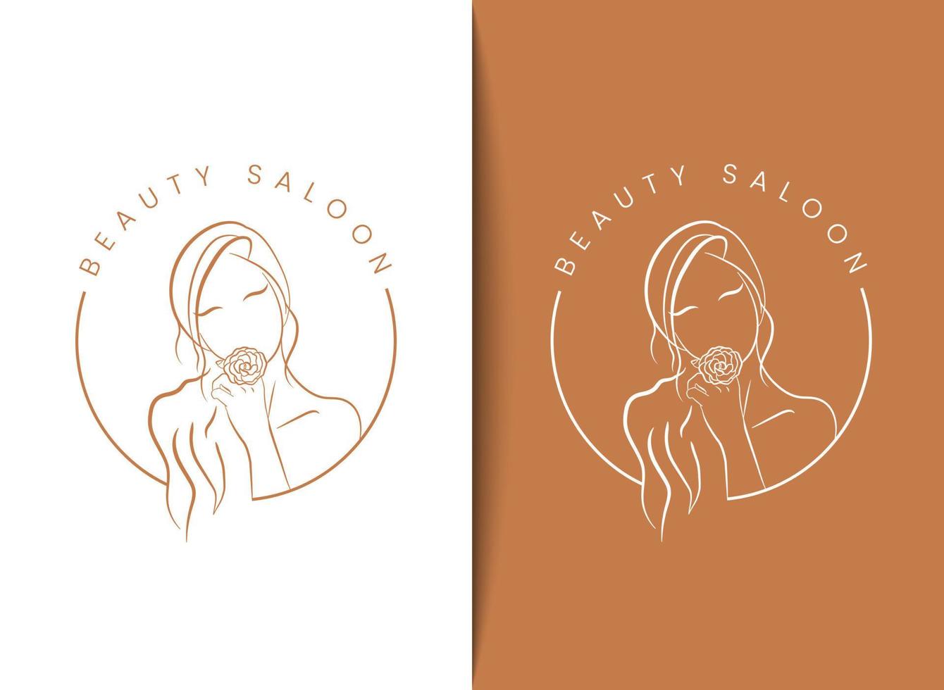 dibujado a mano estilo de revestimiento mínimo cara de mujer femenina o retrato emblema insignia plantilla de logotipo para belleza cuidado de la piel spa peluquería cosméticos moda negocio o industria vector