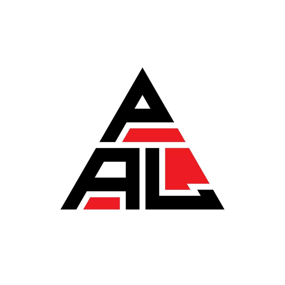 diseño de logotipo de letra de triángulo pal con forma de triángulo. monograma de diseño de logotipo de triángulo pal. plantilla de logotipo de vector de triángulo pal con color rojo. logo triangular pal logo simple, elegante y lujoso.