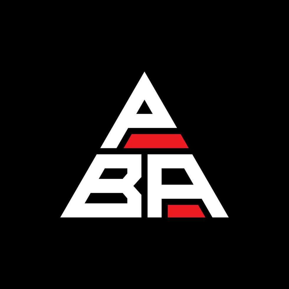 diseño de logotipo de letra triangular pba con forma de triángulo. monograma de diseño de logotipo de triángulo pba. plantilla de logotipo de vector de triángulo pba con color rojo. logo triangular pba logo simple, elegante y lujoso.