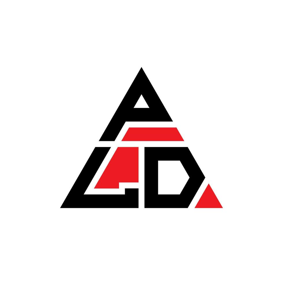diseño de logotipo de letra triangular pld con forma de triángulo. monograma de diseño de logotipo de triángulo pld. plantilla de logotipo de vector de triángulo pld con color rojo. logotipo triangular pld logotipo simple, elegante y lujoso.