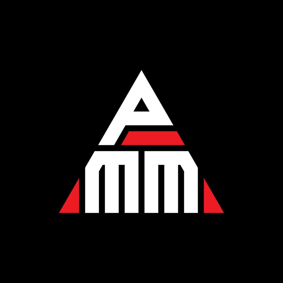 PMM triangle letter logo design with triangle shape. PMM triangle logo design monogram. PMM triangle vector logo template with red color. PMM triangular logo Simple, Elegant, and Luxurious Logo.