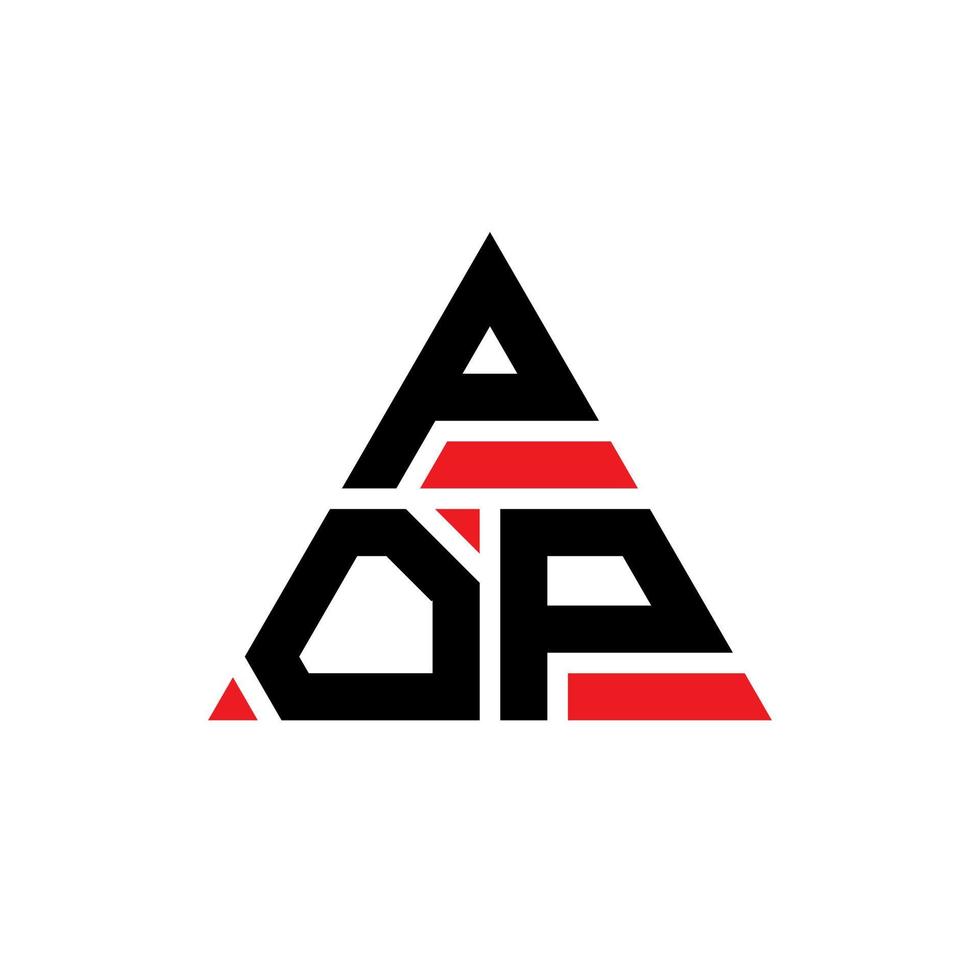 POP triangle letter logo design with triangle shape. POP triangle logo design monogram. POP triangle vector logo template with red color. POP triangular logo Simple, Elegant, and Luxurious Logo.