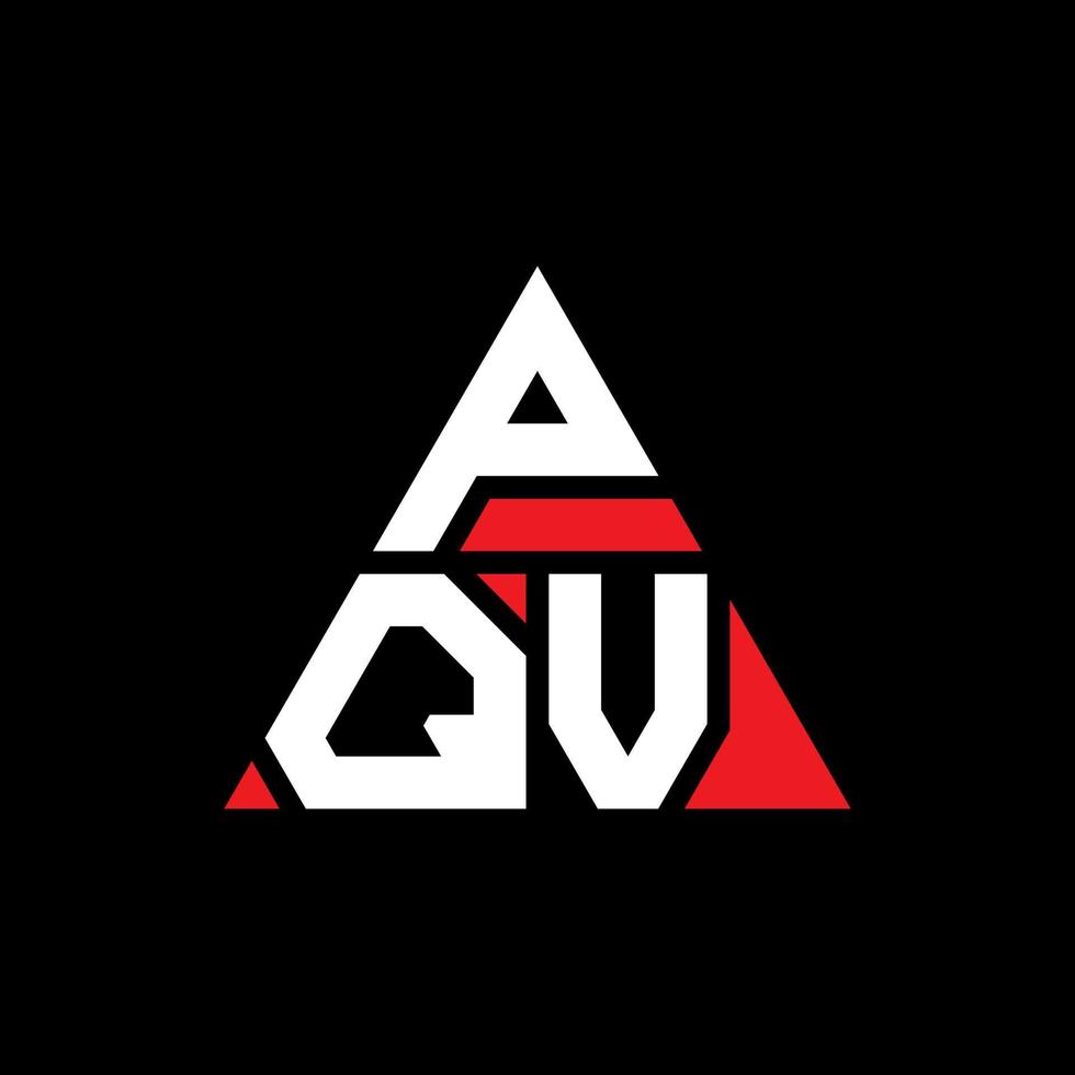 diseño de logotipo de letra triangular pqv con forma de triángulo. monograma de diseño de logotipo de triángulo pqv. plantilla de logotipo de vector de triángulo pqv con color rojo. logotipo triangular pqv logotipo simple, elegante y lujoso.