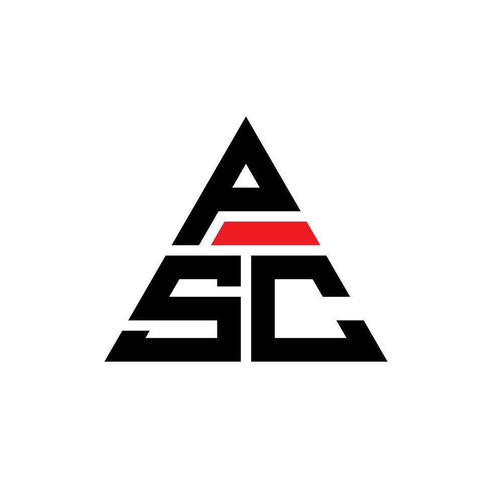 diseño de logotipo de letra de triángulo psc con forma de triángulo. monograma de diseño del logotipo del triángulo psc. plantilla de logotipo de vector de triángulo psc con color rojo. logo triangular psc logo simple, elegante y lujoso.