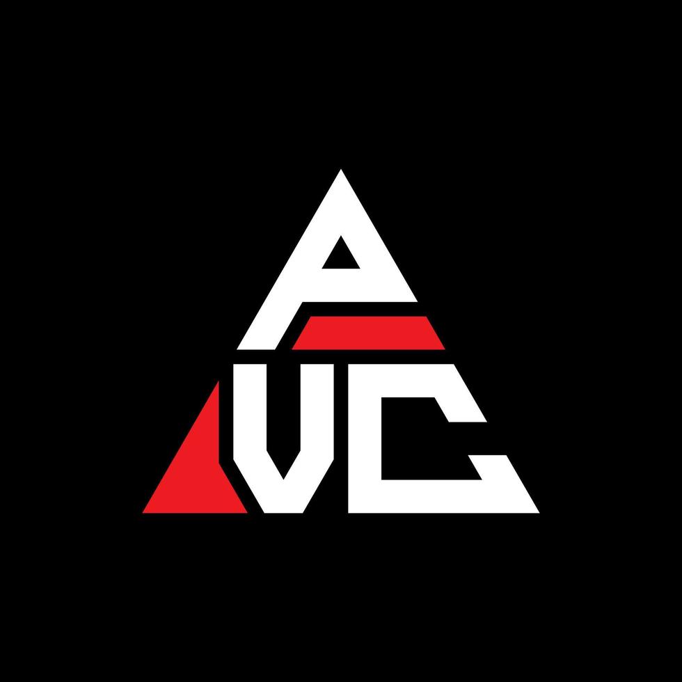 diseño de logotipo de letra triangular de pvc con forma de triángulo. monograma de diseño de logotipo de triángulo de pvc. plantilla de logotipo de vector de triángulo de pvc con color rojo. logotipo triangular de pvc logotipo simple, elegante y lujoso.