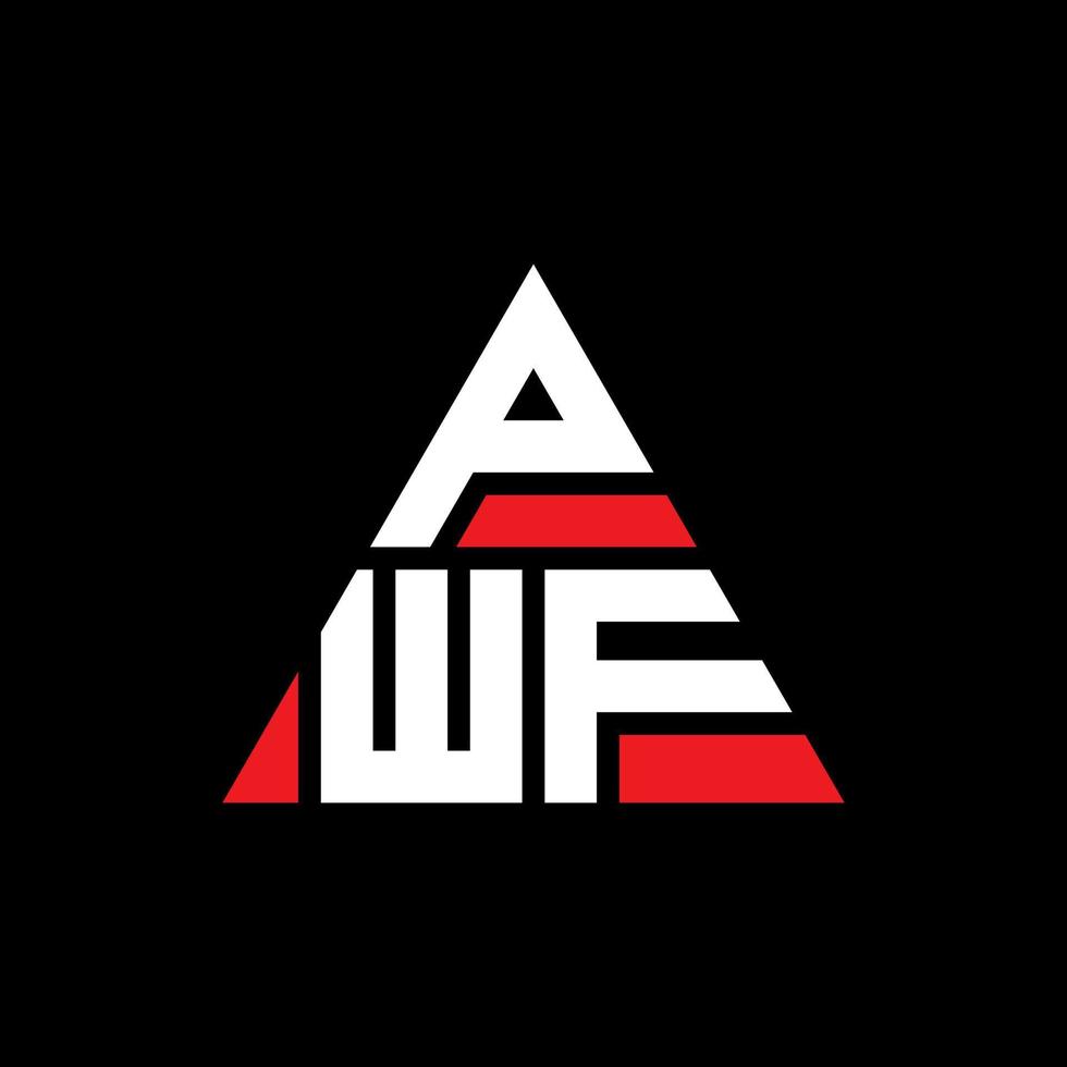 PWF triangle letter logo design with triangle shape. PWF triangle logo design monogram. PWF triangle vector logo template with red color. PWF triangular logo Simple, Elegant, and Luxurious Logo.