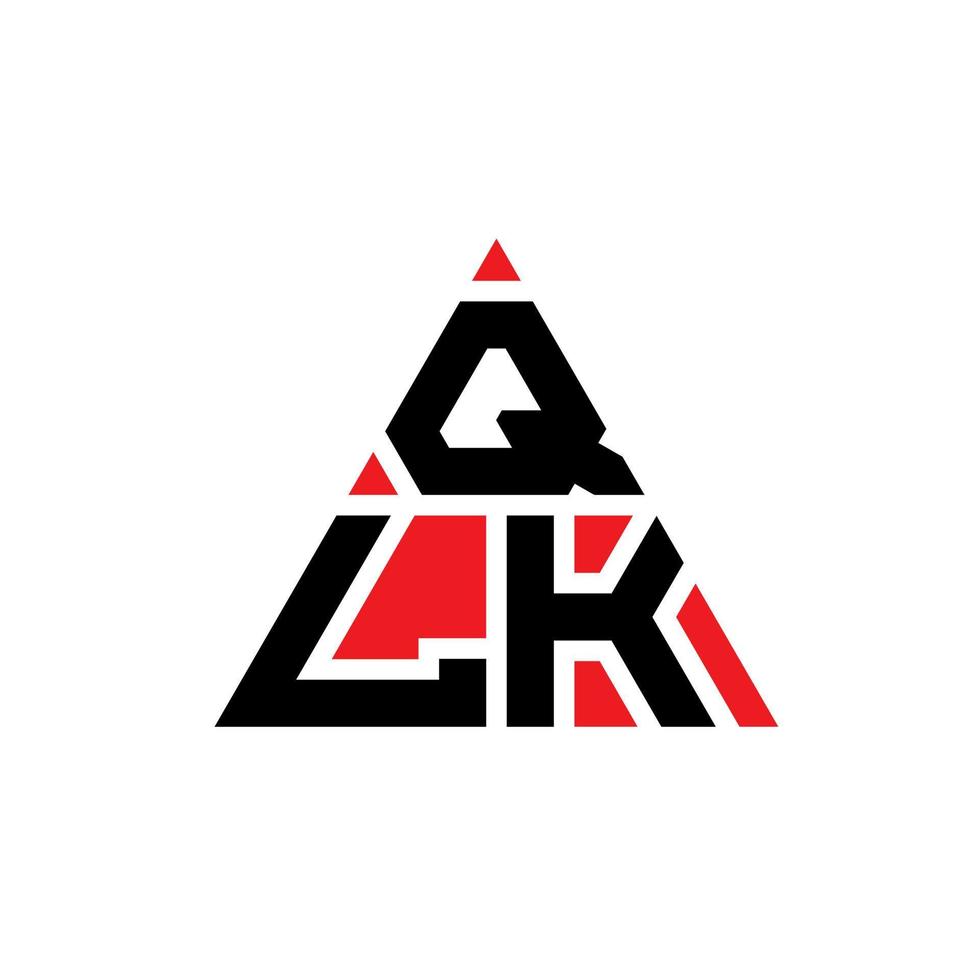 QLK triangle letter logo design with triangle shape. QLK triangle logo design monogram. QLK triangle vector logo template with red color. QLK triangular logo Simple, Elegant, and Luxurious Logo.