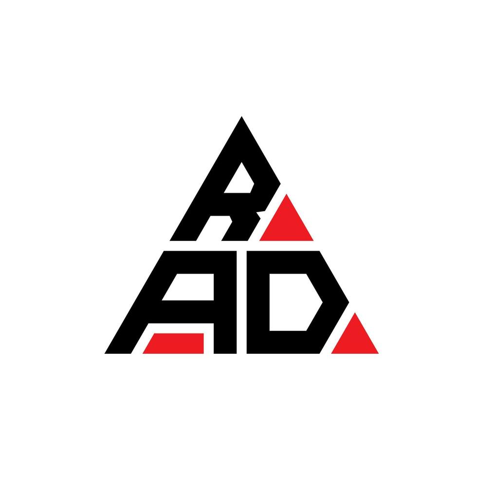 diseño de logotipo de letra de triángulo rad con forma de triángulo. monograma de diseño de logotipo de triángulo rad. plantilla de logotipo de vector de triángulo rad con color rojo. logotipo triangular rad logotipo simple, elegante y lujoso.
