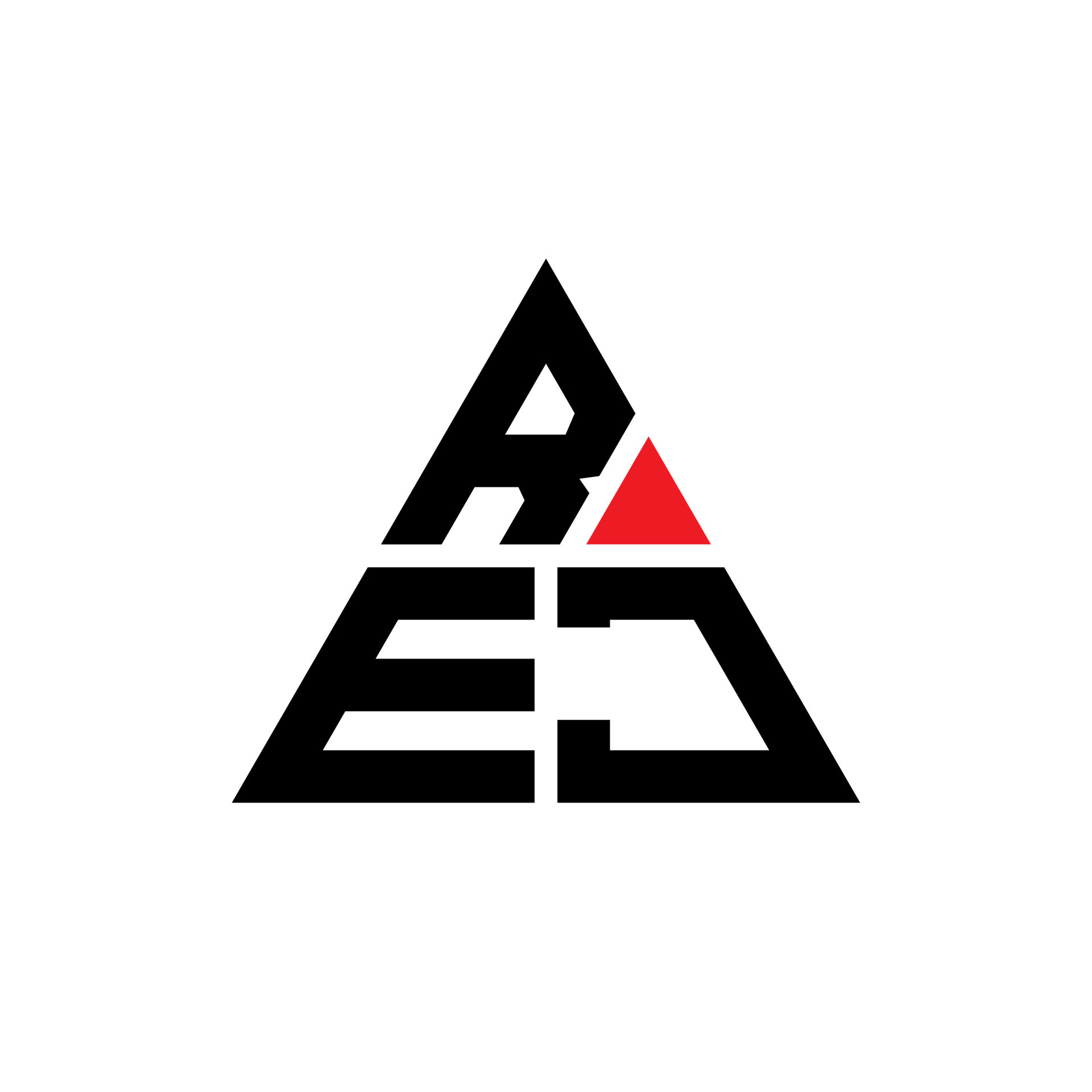 REJ triangle letter logo design with triangle shape. REJ triangle logo ...