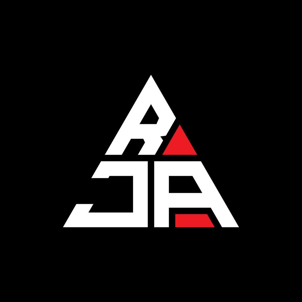 RJA triangle letter logo design with triangle shape. RJA triangle logo design monogram. RJA triangle vector logo template with red color. RJA triangular logo Simple, Elegant, and Luxurious Logo.