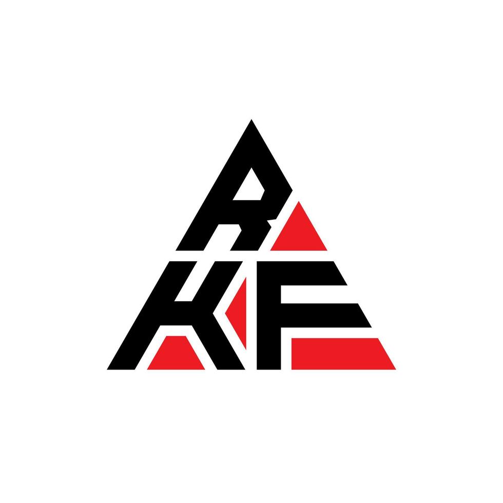 diseño de logotipo de letra triangular rkf con forma de triángulo. monograma de diseño del logotipo del triángulo rkf. plantilla de logotipo de vector de triángulo rkf con color rojo. logotipo triangular rkf logotipo simple, elegante y lujoso.