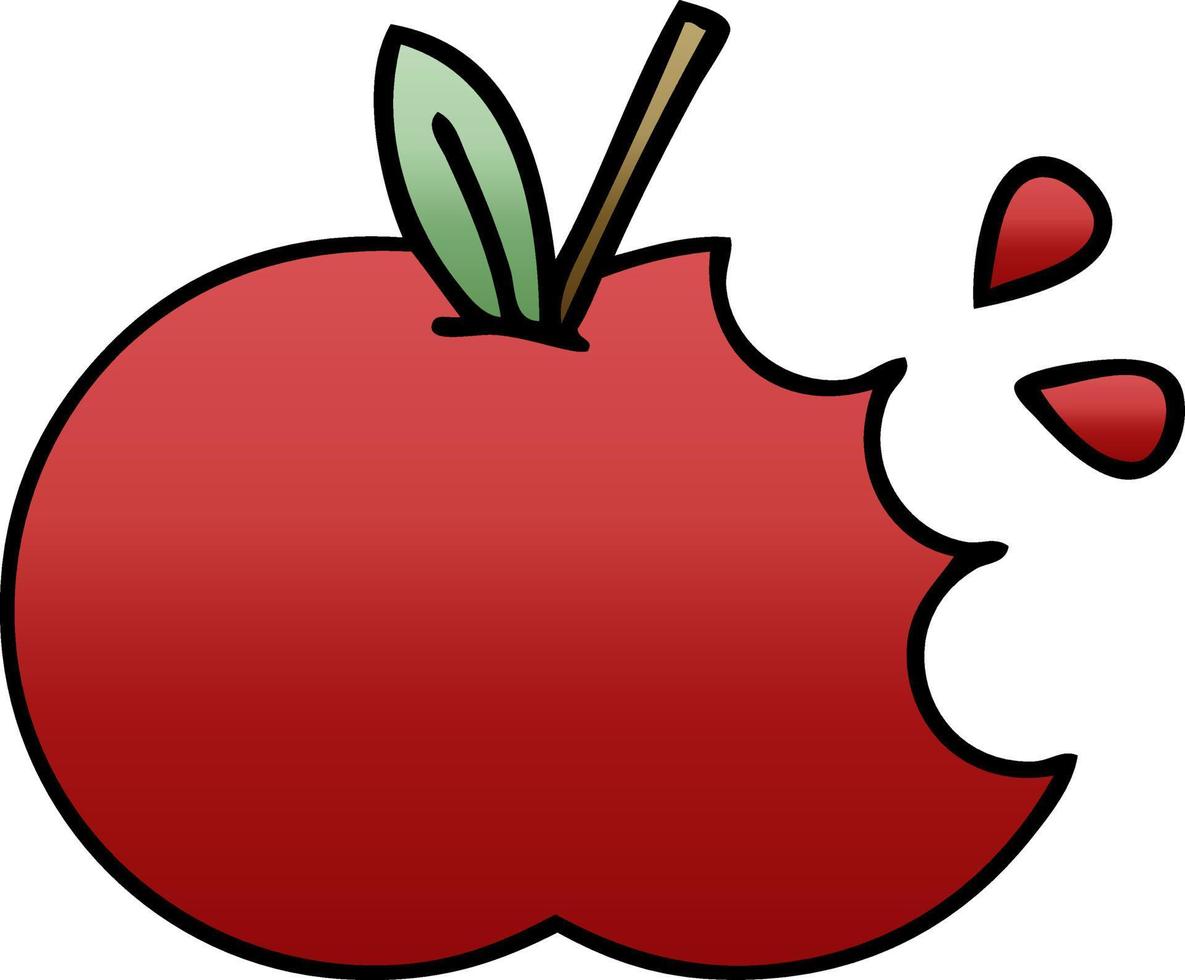 manzana roja de dibujos animados sombreada degradada vector