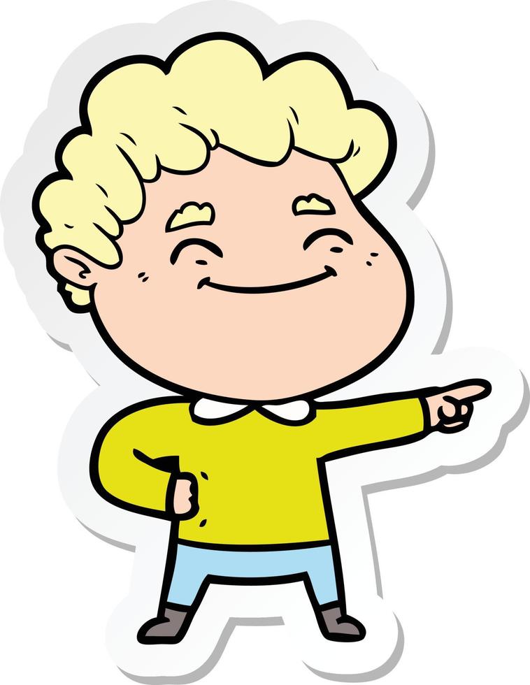 sticker of a cartoon friendly man vector