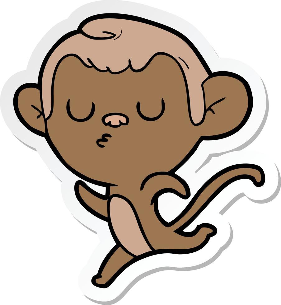 sticker of a cartoon monkey vector