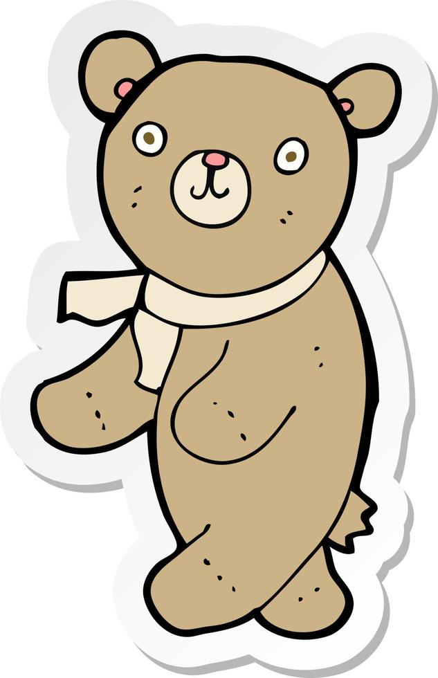 sticker of a cute cartoon teddy bear vector