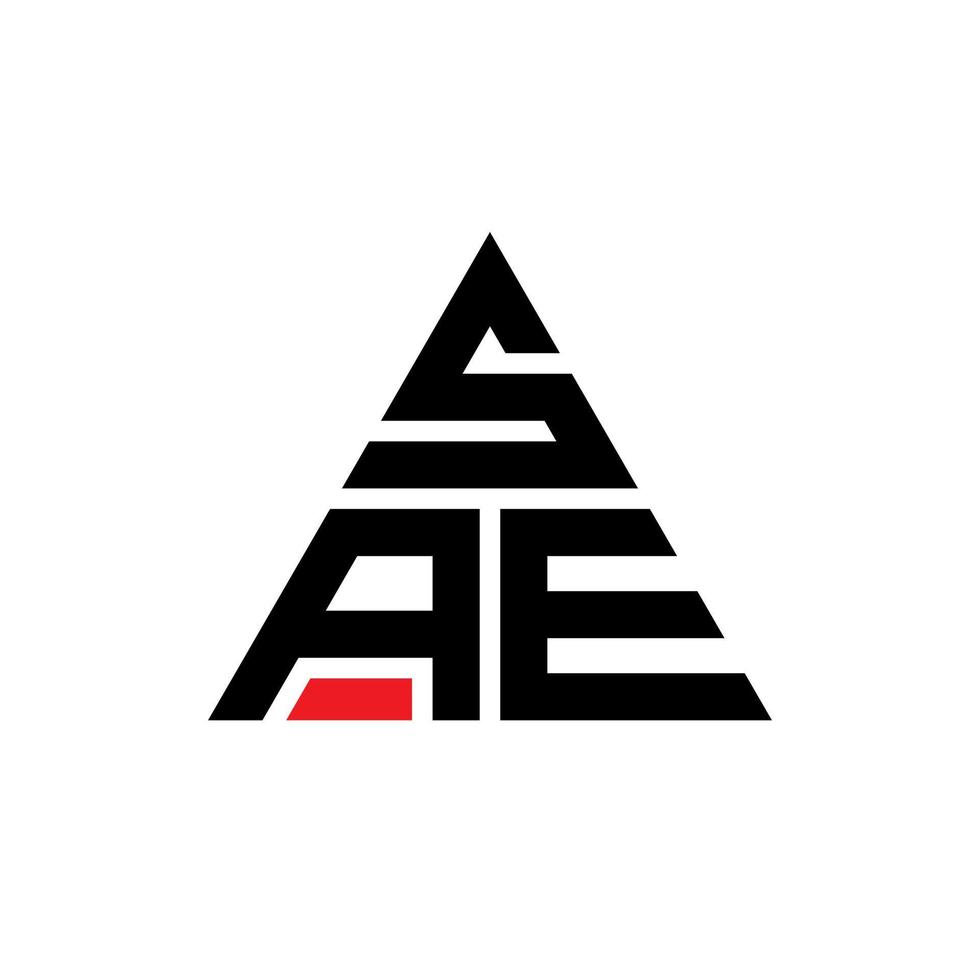 diseño de logotipo de letra triangular sae con forma de triángulo. monograma de diseño de logotipo de triángulo sae. plantilla de logotipo de vector de triángulo sae con color rojo. logo triangular sae logo simple, elegante y lujoso.