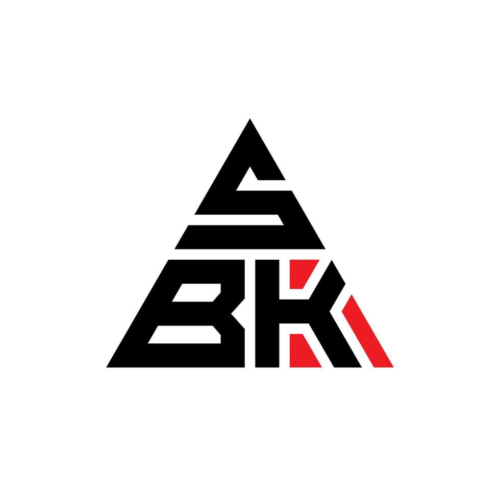 SBK triangle letter logo design with triangle shape. SBK triangle logo design monogram. SBK triangle vector logo template with red color. SBK triangular logo Simple, Elegant, and Luxurious Logo.