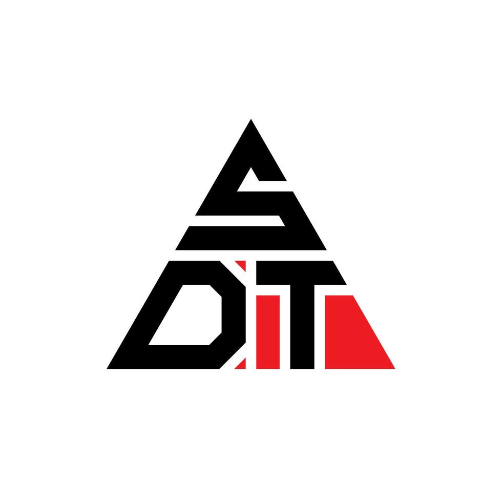 SDT triangle letter logo design with triangle shape. SDT triangle logo design monogram. SDT triangle vector logo template with red color. SDT triangular logo Simple, Elegant, and Luxurious Logo.