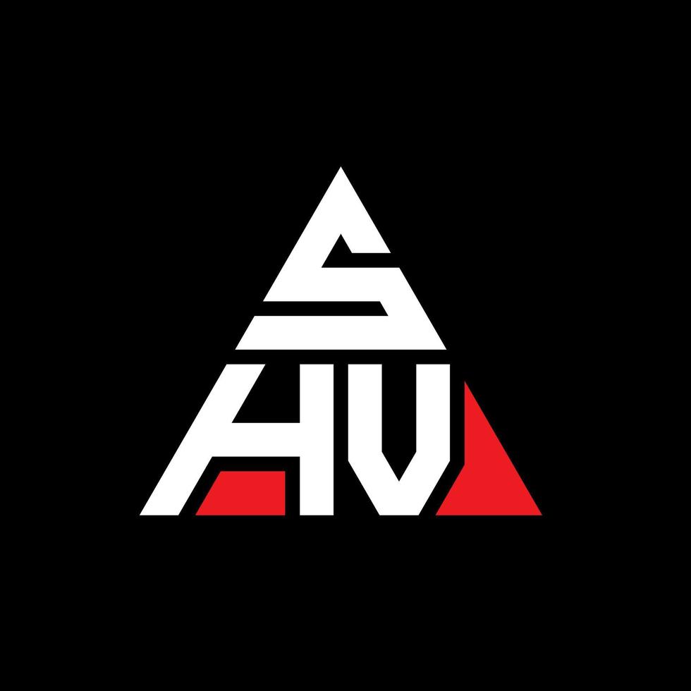 SHV triangle letter logo design with triangle shape. SHV triangle logo design monogram. SHV triangle vector logo template with red color. SHV triangular logo Simple, Elegant, and Luxurious Logo.