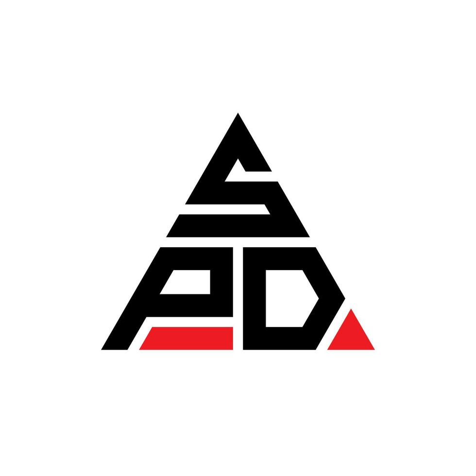 SPD triangle letter logo design with triangle shape. SPD triangle logo design monogram. SPD triangle vector logo template with red color. SPD triangular logo Simple, Elegant, and Luxurious Logo.